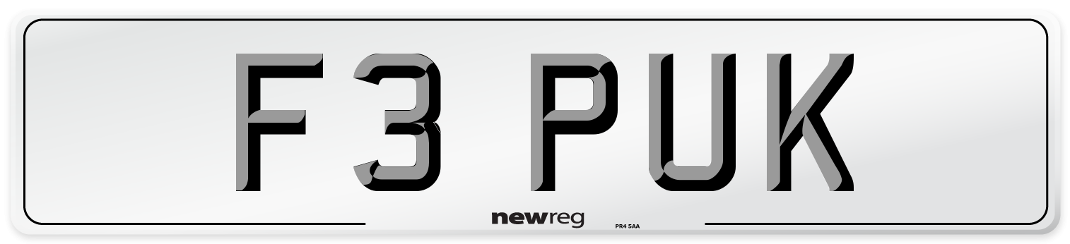 F3 PUK Number Plate from New Reg